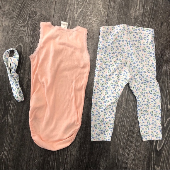 Onsie with floral pants and matching headband - Picture 4 of 5